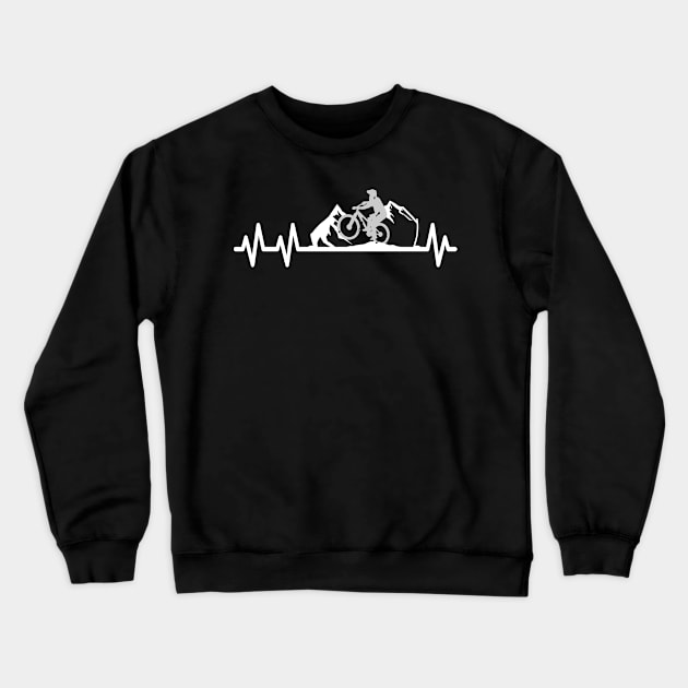Mountain Bike Lover Heartbeat Pulse Cyclist Crewneck Sweatshirt by Foxxy Merch